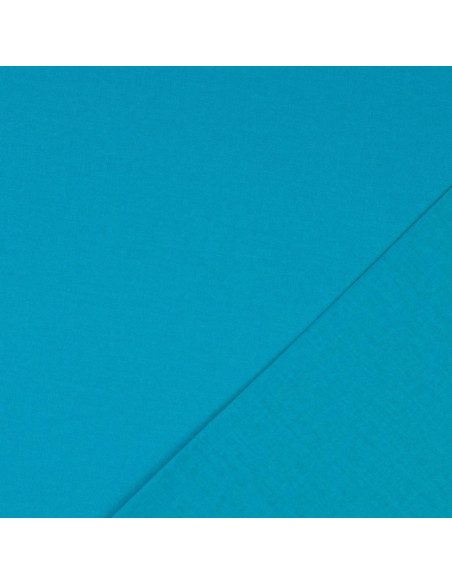 Tissu coton cretonne uni - Bleu turquoise