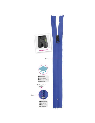 Fermeture invisible imperméable 20 cm - Rouge