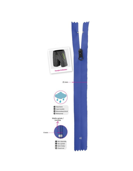Fermeture invisible imperméable 20 cm - Rouge