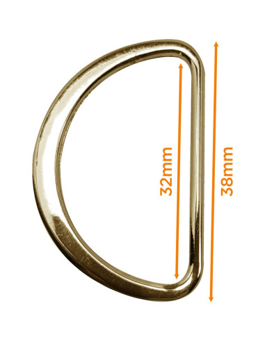 Demi anneau plat soudé 32 mm - Or jaune