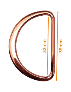 Demi anneau plat soudé 32 mm - Or rose 2