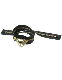 Fermeture dos à dos métal pour sacs 40 cm - Noir et doré 2