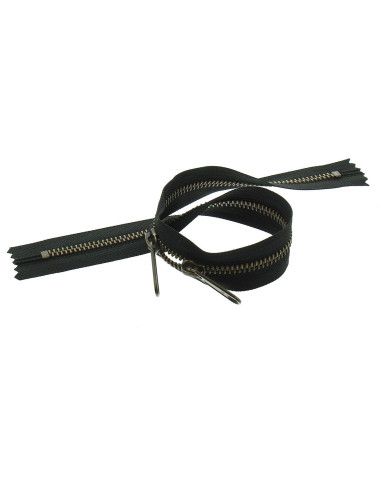 Fermeture dos à dos métal pour sacs 40 cm - Noir et bronze