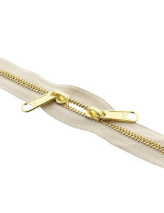 Fermeture dos à dos métal pour sacs 40 cm - Beige et doré