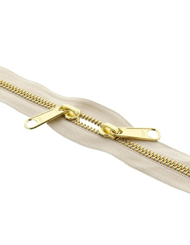 Fermeture dos à dos métal pour sacs 40 cm - Beige et doré