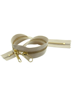 Fermeture dos à dos métal pour sacs 40 cm - Beige et doré 2