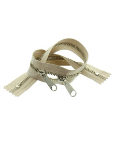 Fermeture dos à dos métal pour sacs 40 cm - Beige et argent 2