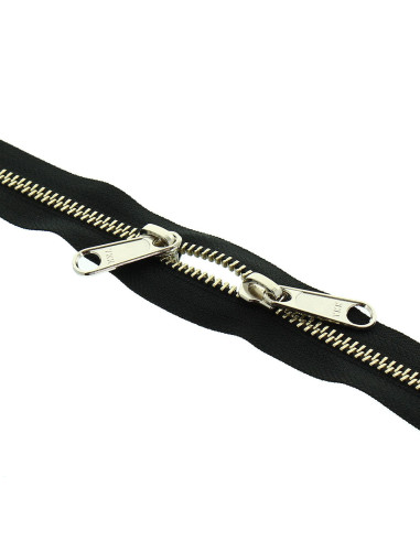 Fermeture dos à dos métal pour sacs 40 cm - Noir et argent