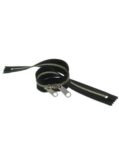 Fermeture dos à dos métal pour sacs 40 cm - Noir et argent 2