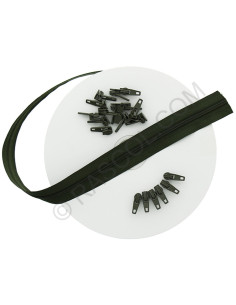Rouleau de 10 mètres de fermeture nylon - Kaki