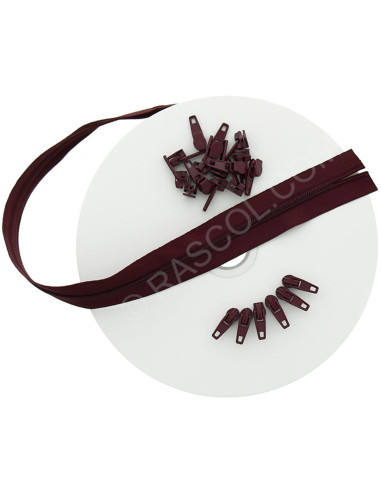 Rouleau de 10 mètres de fermeture nylon - Bordeaux