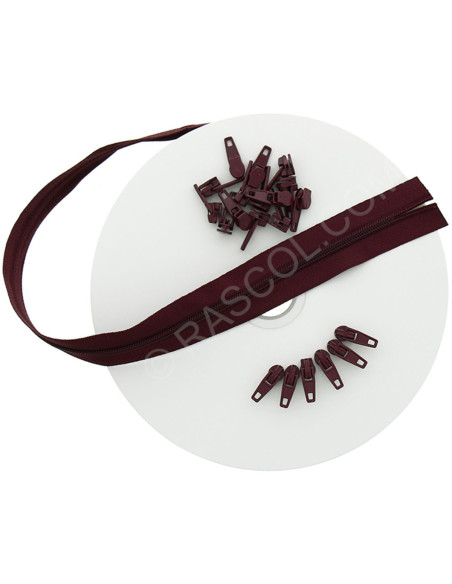 Rouleau de 10 mètres de fermeture nylon - Bordeaux