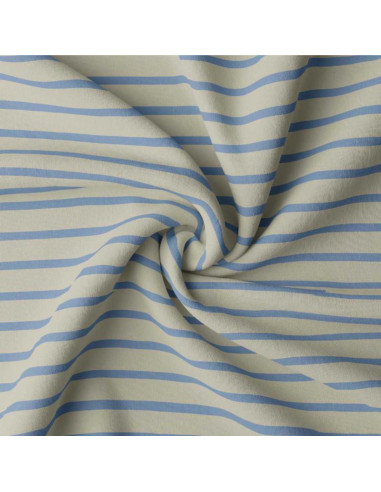 Tissu jersey rayé breton - Lin et baltique