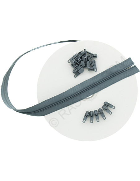 Rouleau de 10 mètres de fermeture nylon - Gris moyen