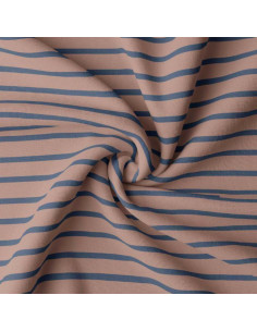 Tissu jersey rayé breton - Cassonade et indigo