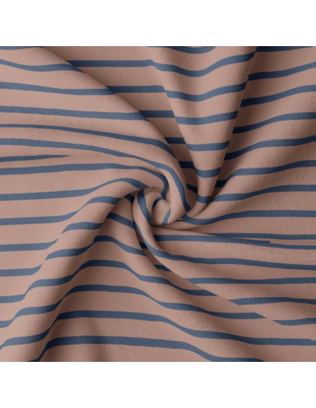 Tissu jersey rayé breton - Cassonade et indigo