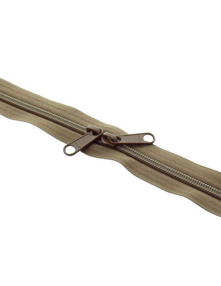 Fermeture dos à dos nylon pour sacs 60 cm - Taupe