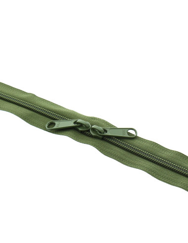 Fermeture dos à dos nylon pour sacs 60 cm - Kaki