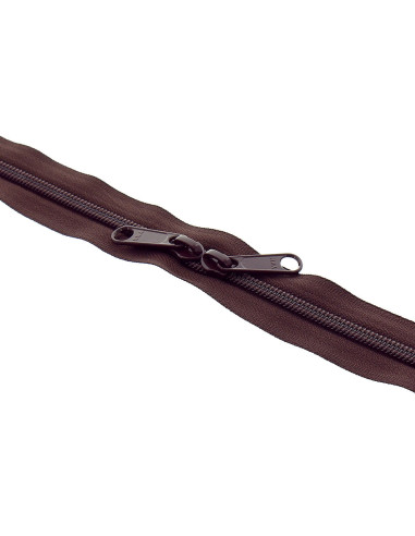 Fermeture dos à dos nylon pour sacs 60 cm - Marron foncé