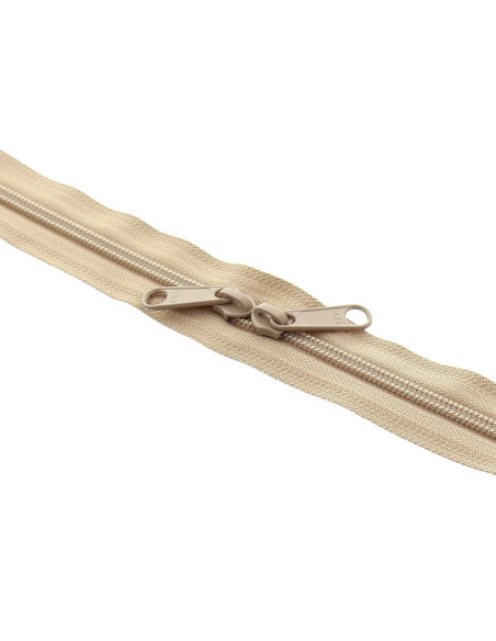 Fermeture dos à dos nylon pour sacs 60 cm - Beige foncé