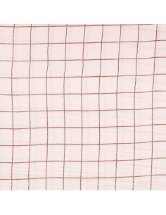 Tissu double gaze à carreaux - Morganite et fauve 2