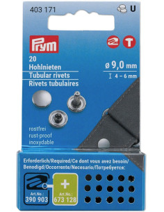 Set de 20 rivets tubulaires 4-6 mm argent VARIO Creative Tool