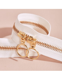 Fermeture double curseur Gold et Off White 40 cm - Atelier Brunette 2