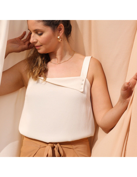 Tissu crêpe Marocain de viscose Blanc Cassé - La Maison Naïve