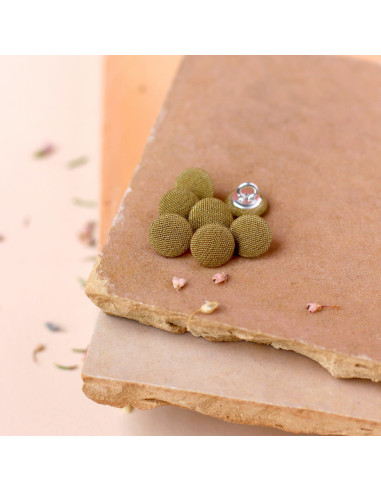 Bouton recouvert sur pied 10 mm - Olive Clair