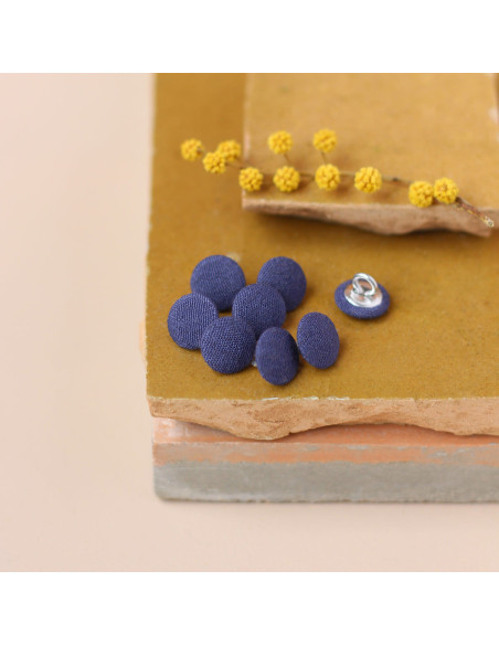 Bouton recouvert sur pied 10 mm - Indigo