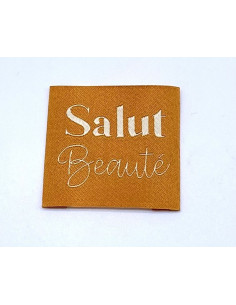 Lot de 5 étiquettes tissées à coudre Salut Beauté - Safran 2