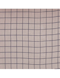 Tissu double gaze à carreaux - Galet et indigo 2