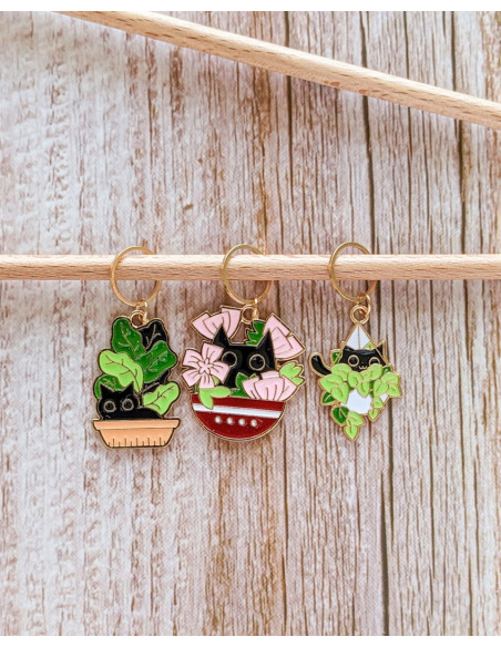 Lot de 3 anneaux marqueurs de maille - Chats sauvages