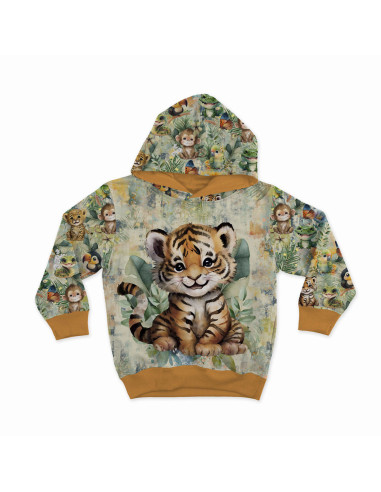 Panneau tissu sweat léger 40 cm x 50 cm - Tigre tropical