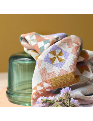Tissu crêpe Marocain de viscose Patchwork Mauve - La Maison Naïve