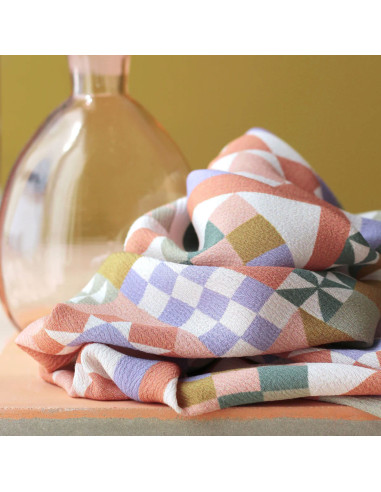 Tissu crêpe Marocain de viscose Patchwork Mauve - La Maison Naïve