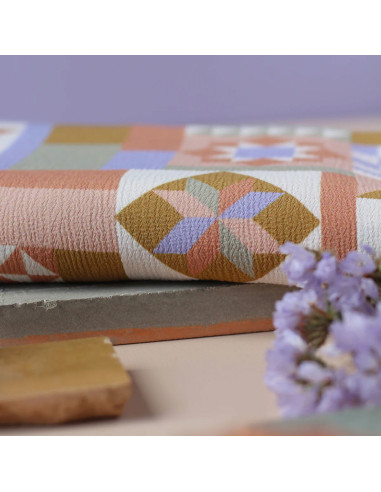 Tissu crêpe Marocain de viscose Patchwork Mauve - La Maison Naïve