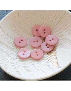 Bouton nacre plat 2 trous - Rose pâle