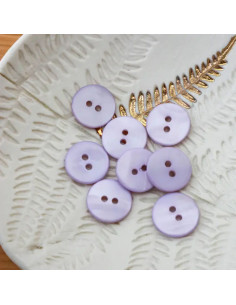 Bouton nacre plat 2 trous - Lilas