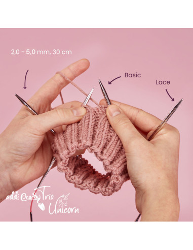 Set d´aiguilles addiCraSyTrio Unicorn Long