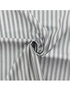Tissu popeline de coton - Rayures larges - Gris
