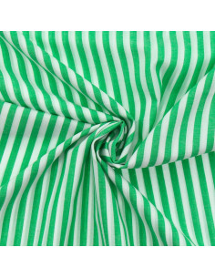 Tissu popeline de coton - Rayures larges - Vert