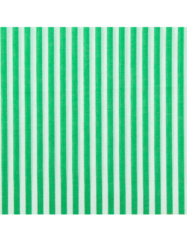 Tissu popeline de coton - Rayures larges - Vert