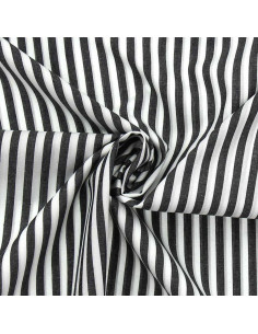 Tissu popeline de coton - Rayures larges - Gris foncé