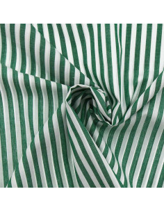 Tissu popeline de coton - Rayures larges - Vert foncé