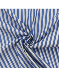 Tissu popeline de coton - Rayures larges - Bleu