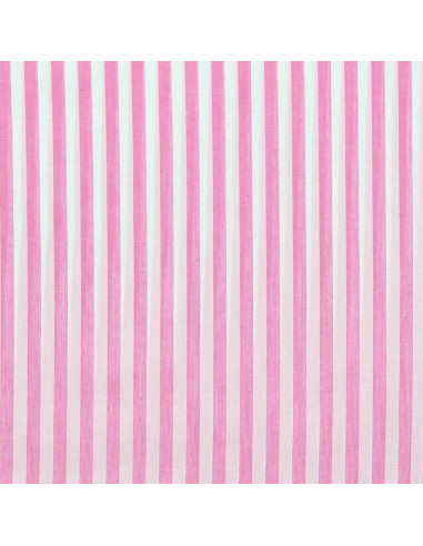 Tissu popeline de coton - Rayures larges - Rose