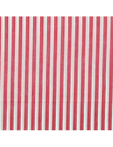 Tissu popeline de coton - Rayures larges - Rouge cerise