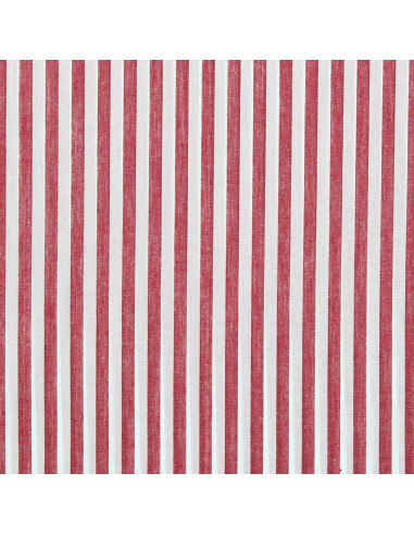 Tissu popeline de coton - Rayures larges - Rouge
