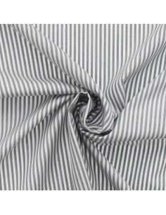 Tissu popeline de coton - Rayures fines - Gris